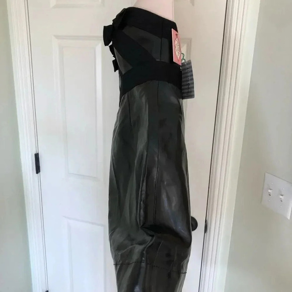 NEW Phoebe black vegan leather strapless dress 4 - Picture 6 of 14